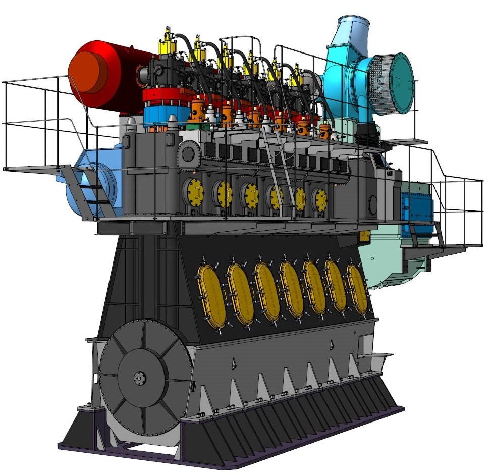 Судовой малооборотный дизельный двигатель 6 ДКРН 42-136-10