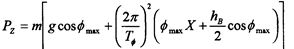 Формула силы инерции и тяжести по оси X
