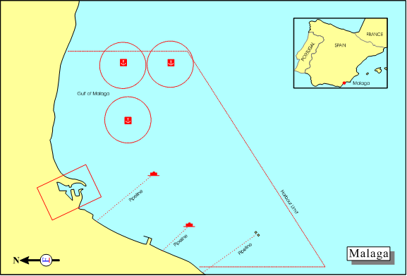 Карта приливов в порту Малага