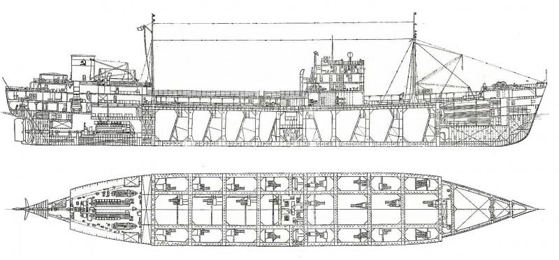 Схема танкера Ленинград